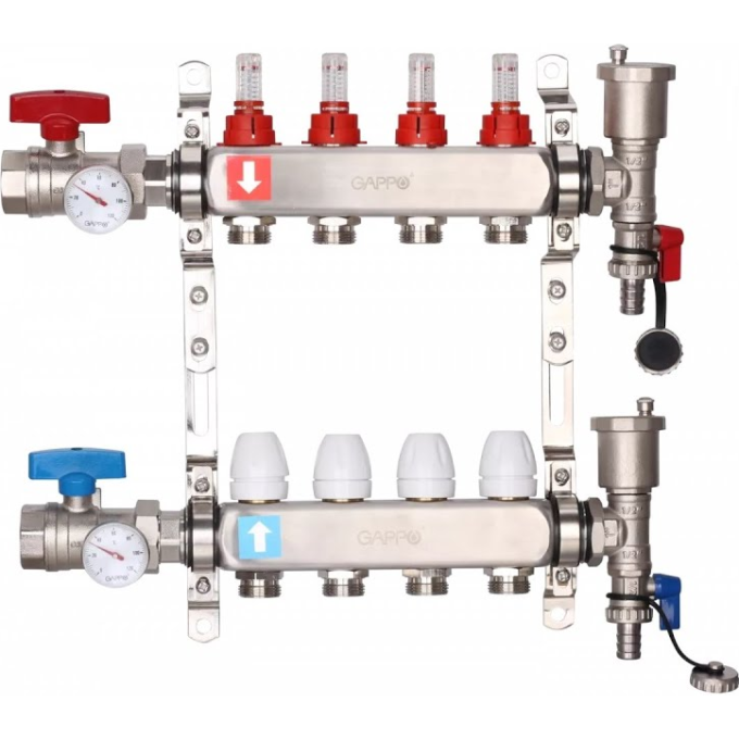 Коллектор регулируемый с расходомерами GAPPO G422,4 4-вых. X1